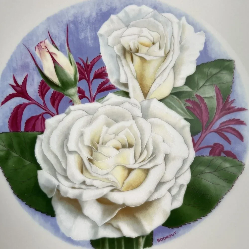 1981 WHITE‎ LIGHTNIN' American Rose Society Plate 2594- 9800